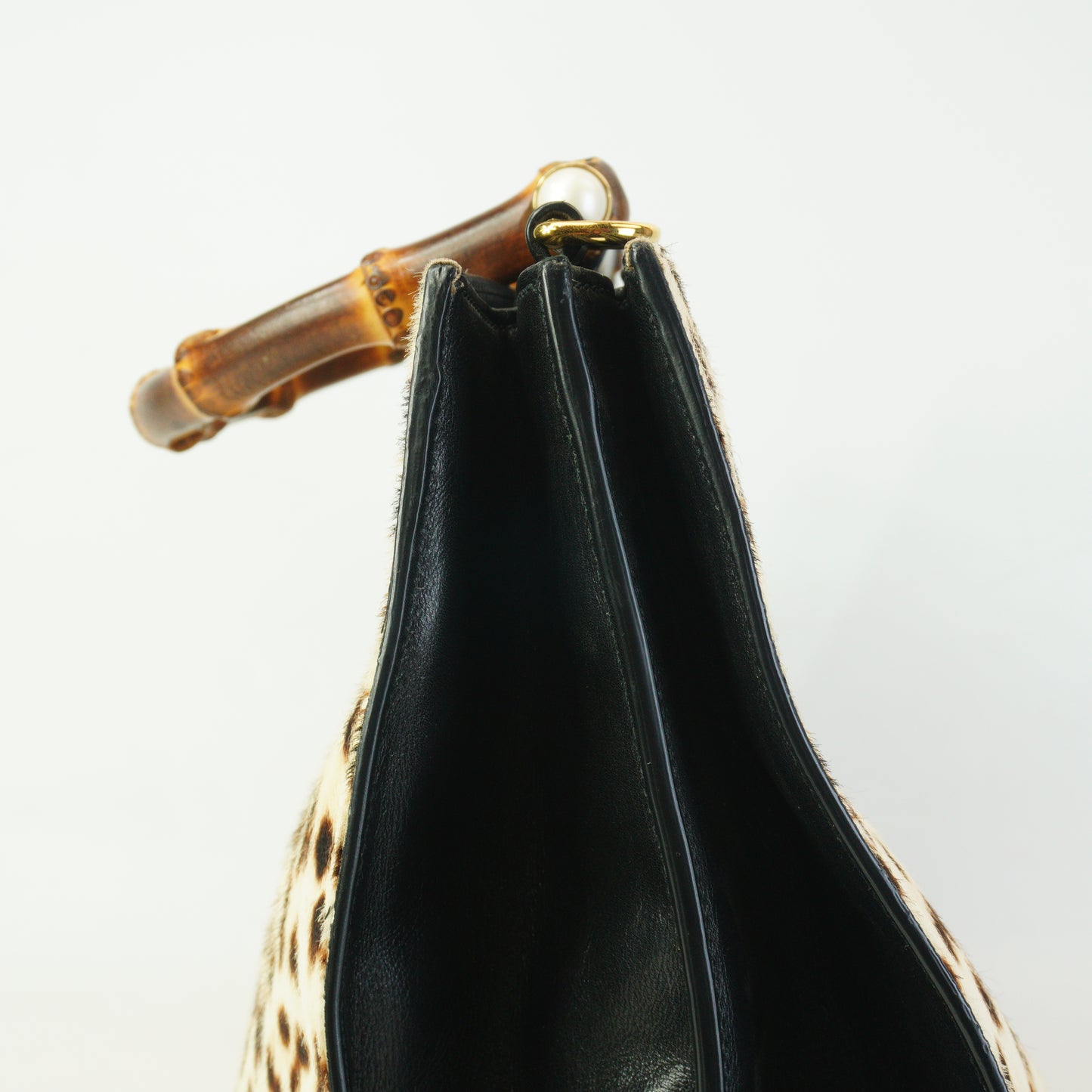 Gucci Bamboo  Calfhair Nymphaea Bag GHW Large