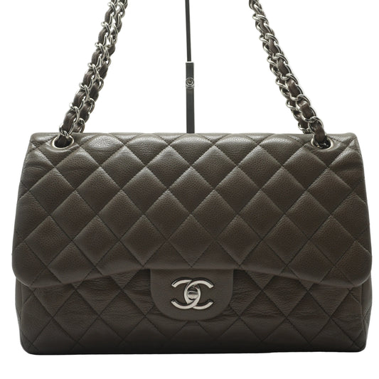 Chanel Classic Flap Medium Taupe Grey SHW