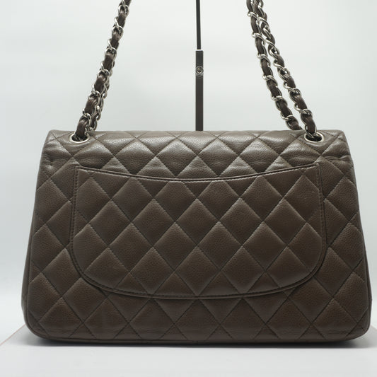 Chanel Classic Flap Medium Taupe Grey SHW