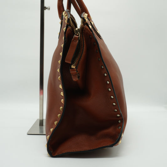 Valentino	Rockstud Dome Bag Saddle Brown Medium GHW