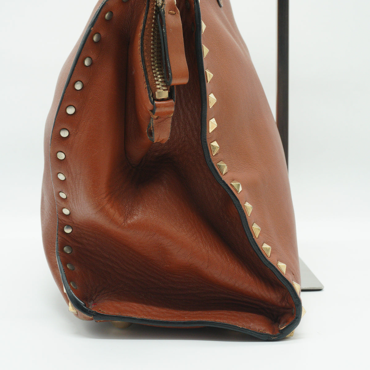 Valentino	Rockstud Dome Bag Saddle Brown Medium GHW