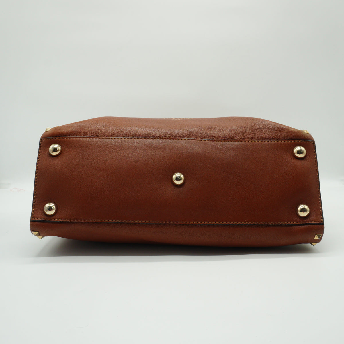 Valentino	Rockstud Dome Bag Saddle Brown Medium GHW