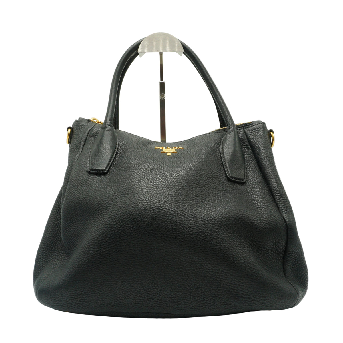Prada	Vitello Daino Sacca 2 Manici Hobo Bag Black Large GHW