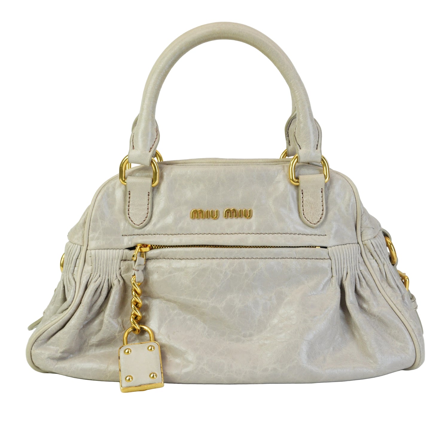 MiuMiu	Nappa Leather Charm Top Handle Bag GHW Small