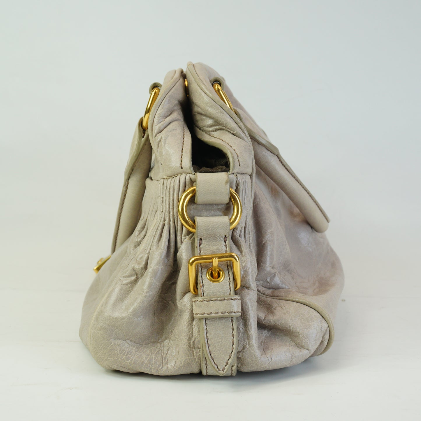 MiuMiu	Nappa Leather Charm Top Handle Bag GHW Small