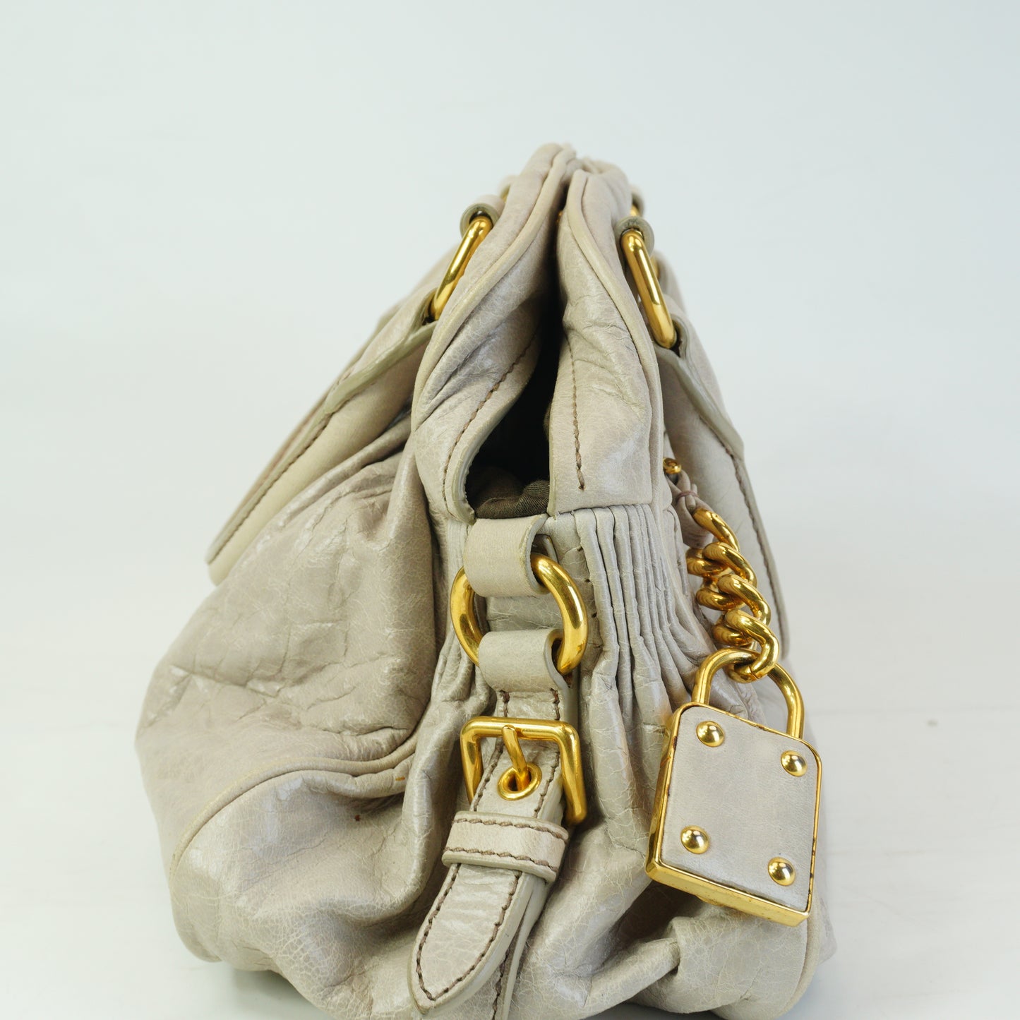 MiuMiu	Nappa Leather Charm Top Handle Bag GHW Small