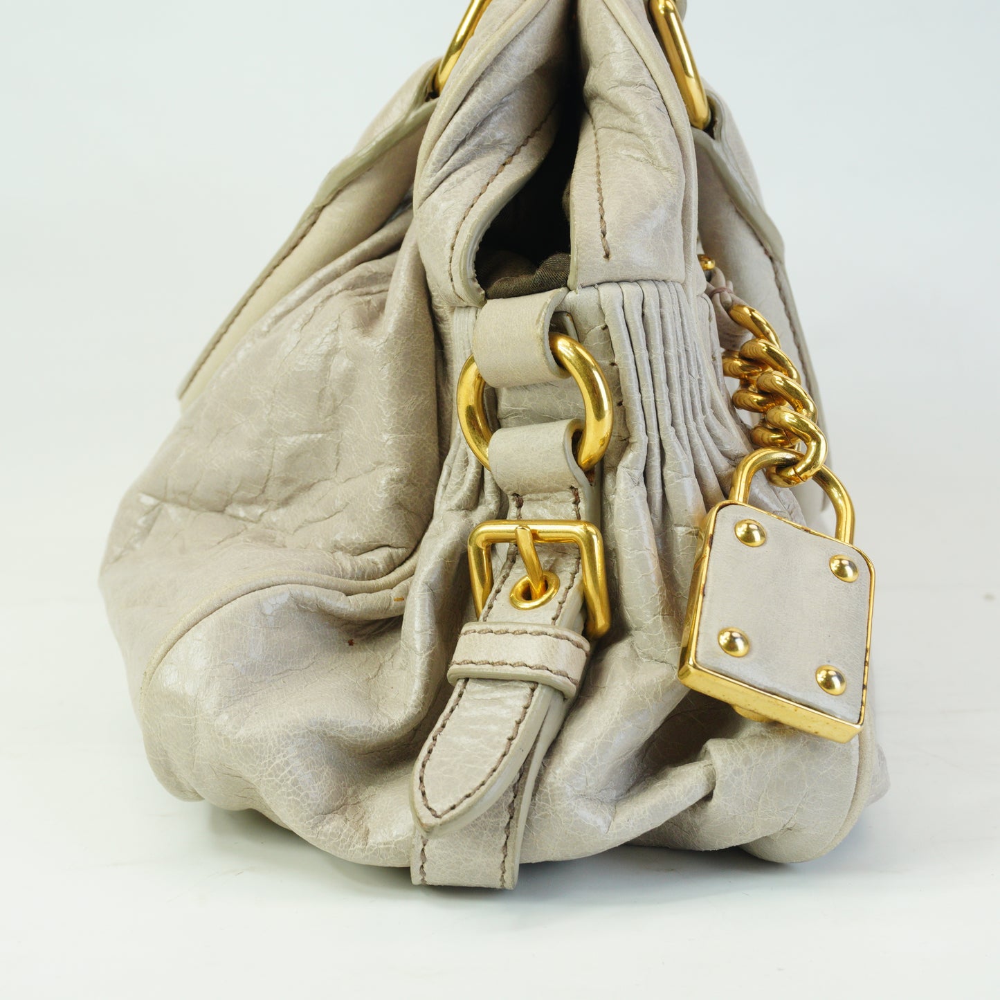 MiuMiu	Nappa Leather Charm Top Handle Bag GHW Small