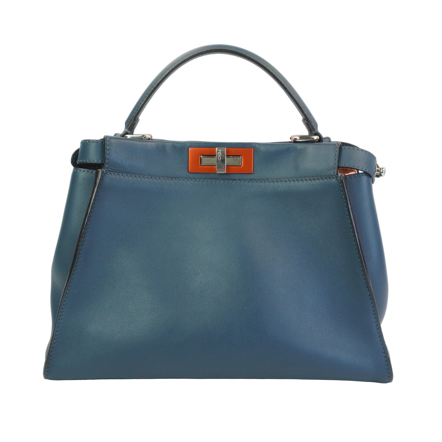 Fendi Peekaboo Twist Lock  Blue & Orange SHW Large