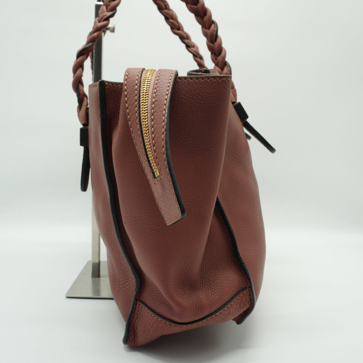 Valentino	Garavani Tote Leather Handbag Taupe Pink Medium GHW