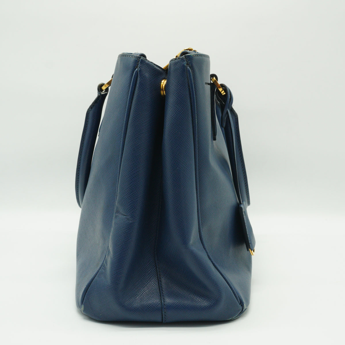 Prada	Saffiano Lux  Double Zip Tote Blue  Medium GHW