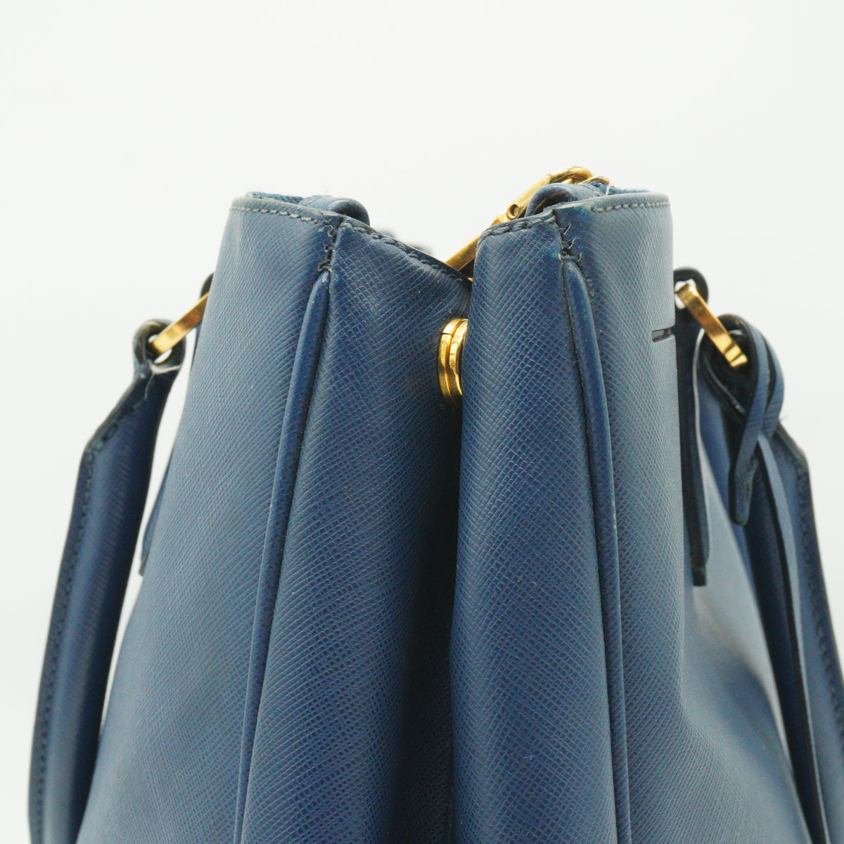 Prada	Saffiano Lux  Double Zip Tote Blue  Medium GHW
