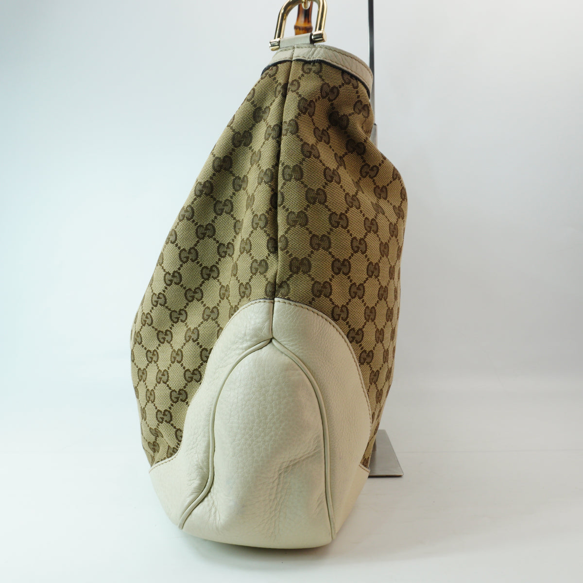 Gucci GG Canvas Bamboo Hobo Bag GHW Large
