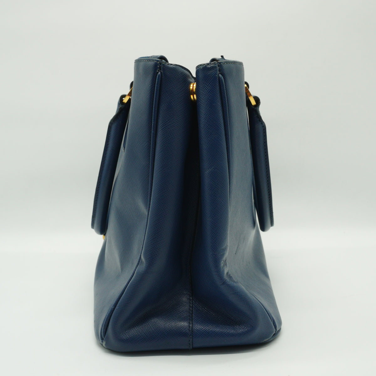 Prada	Saffiano Lux  Double Zip Tote Blue  Medium GHW