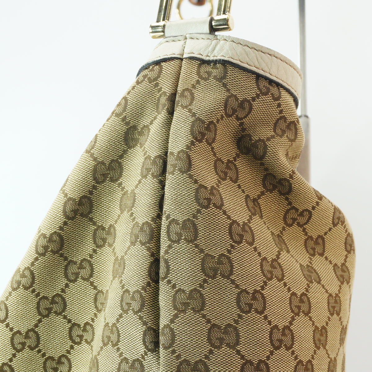 Gucci GG Canvas Bamboo Hobo Bag GHW Large