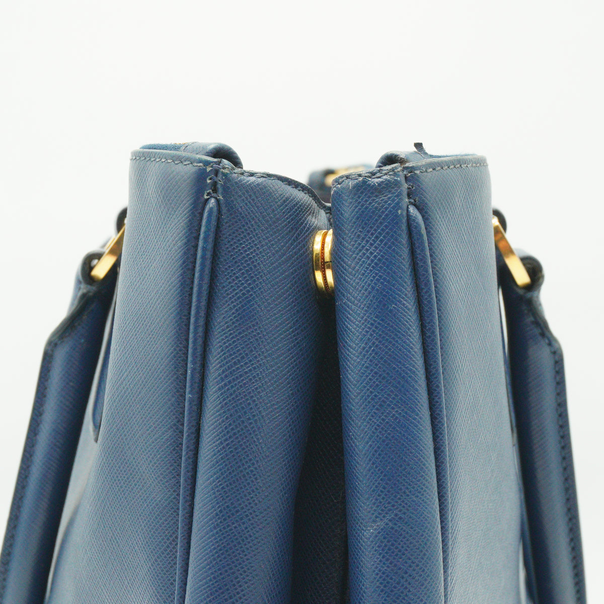 Prada	Saffiano Lux  Double Zip Tote Blue  Medium GHW