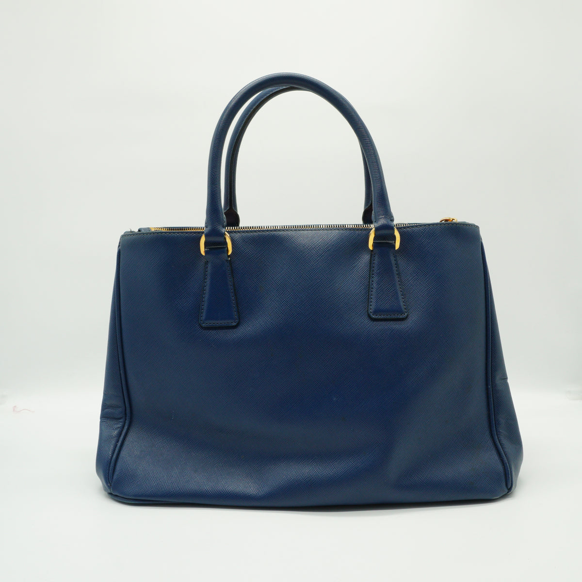 Prada	Saffiano Lux  Double Zip Tote Blue  Medium GHW