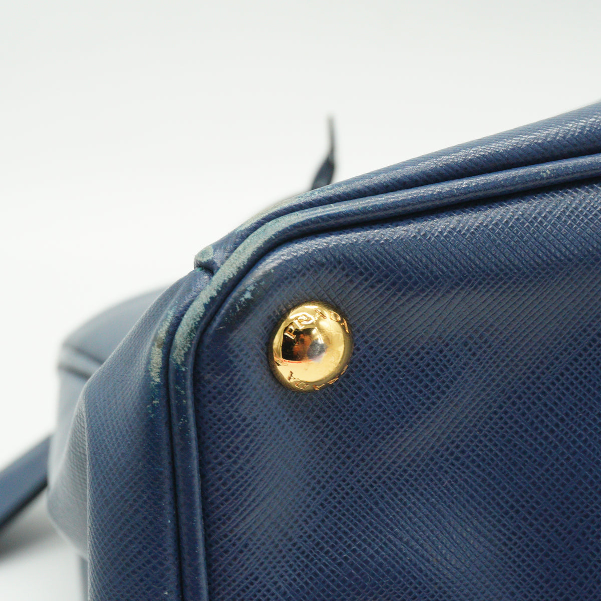 Prada	Saffiano Lux  Double Zip Tote Blue  Medium GHW