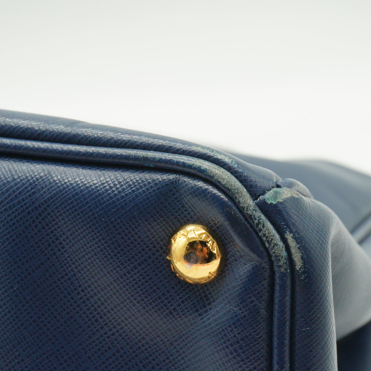 Prada	Saffiano Lux  Double Zip Tote Blue  Medium GHW