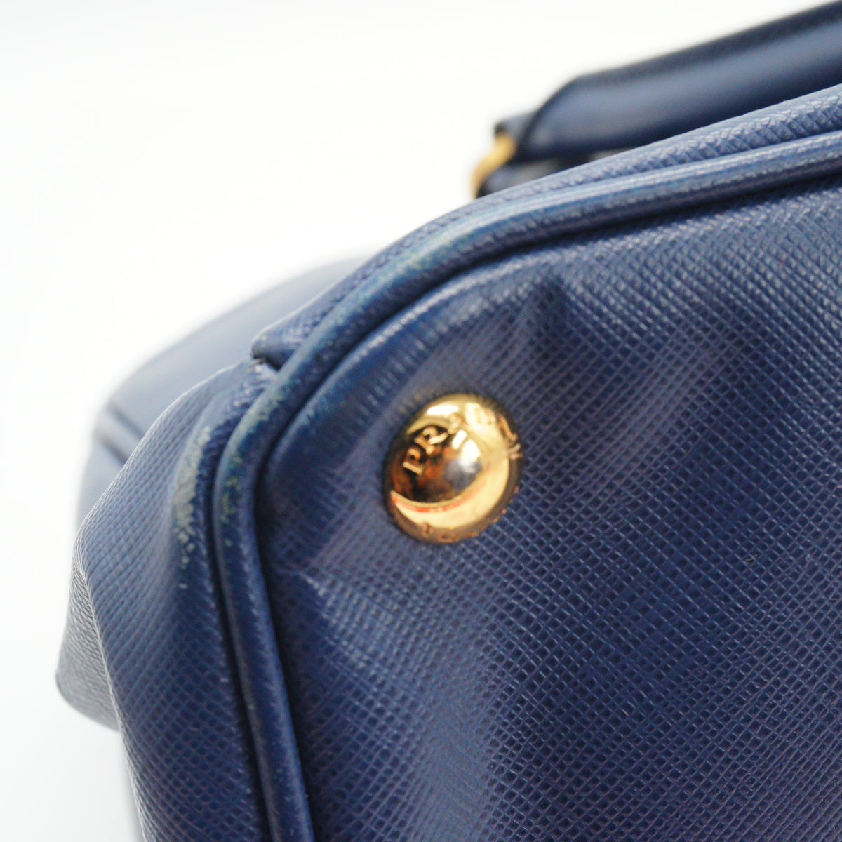 Prada	Saffiano Lux  Double Zip Tote Blue  Medium GHW