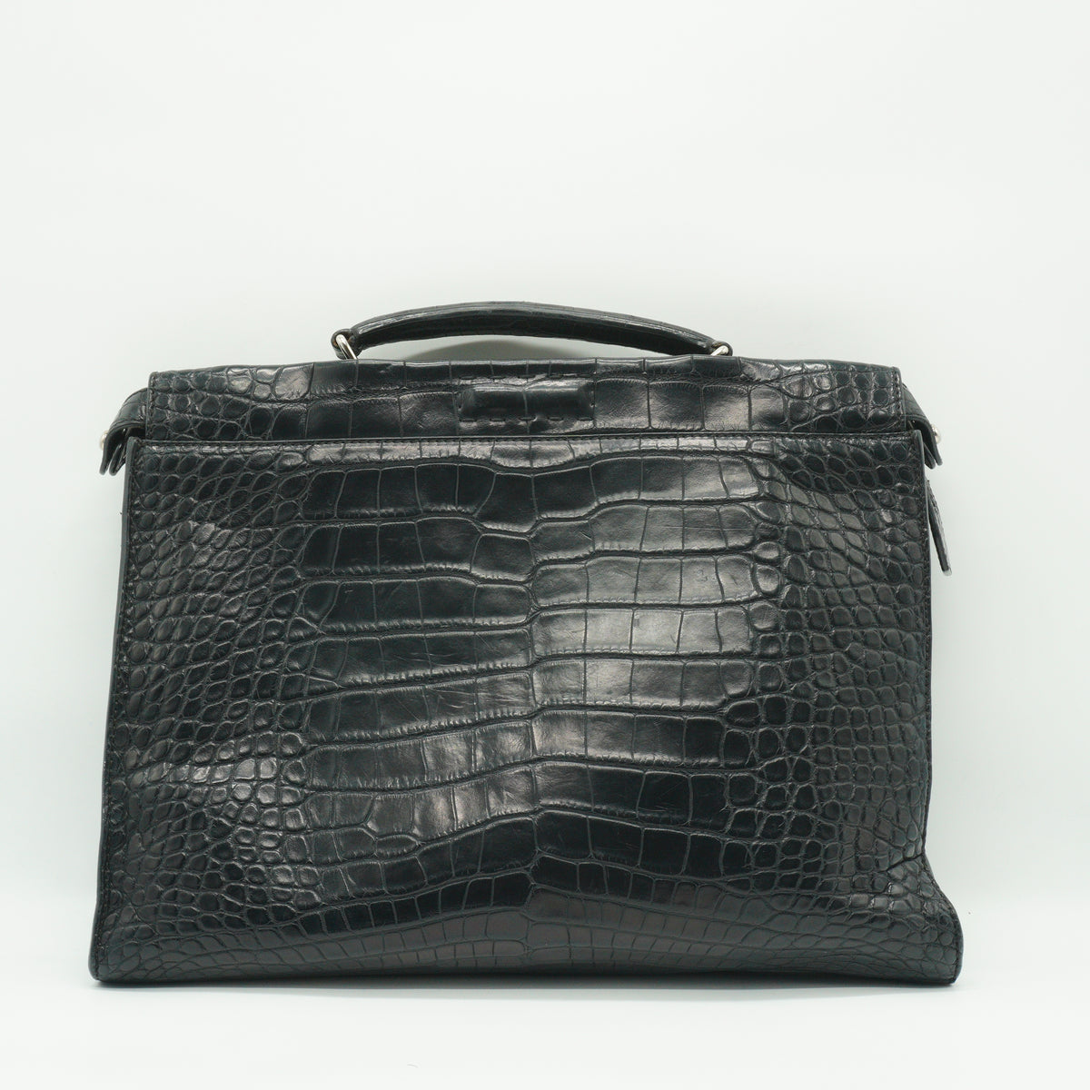 Fendi	Vintage black crocodile shoulder bag Large SHW