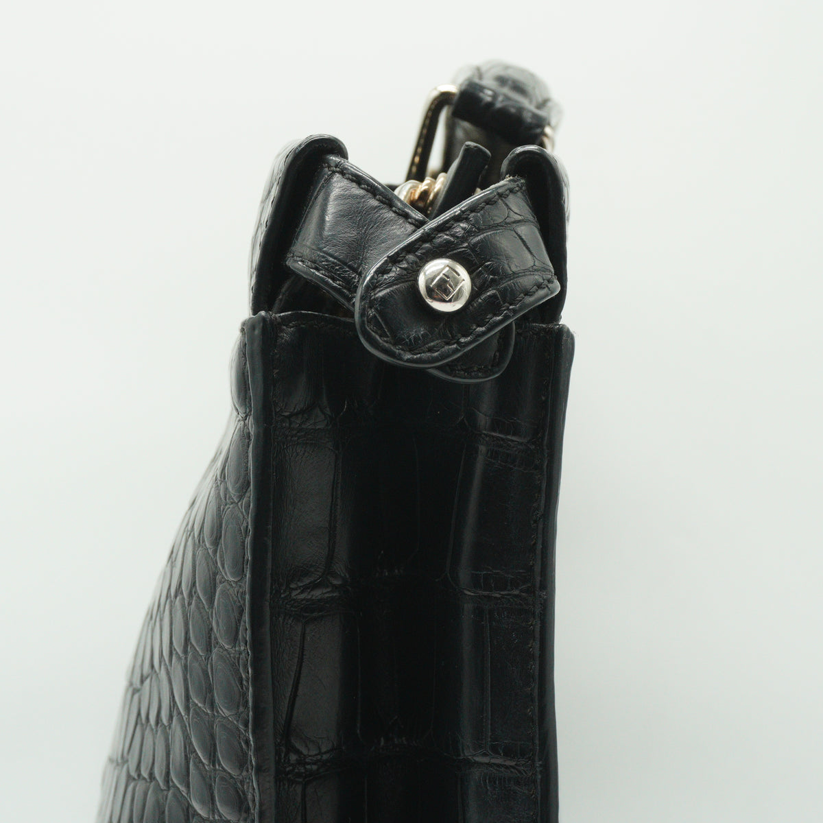 Fendi	Vintage black crocodile shoulder bag Large SHW