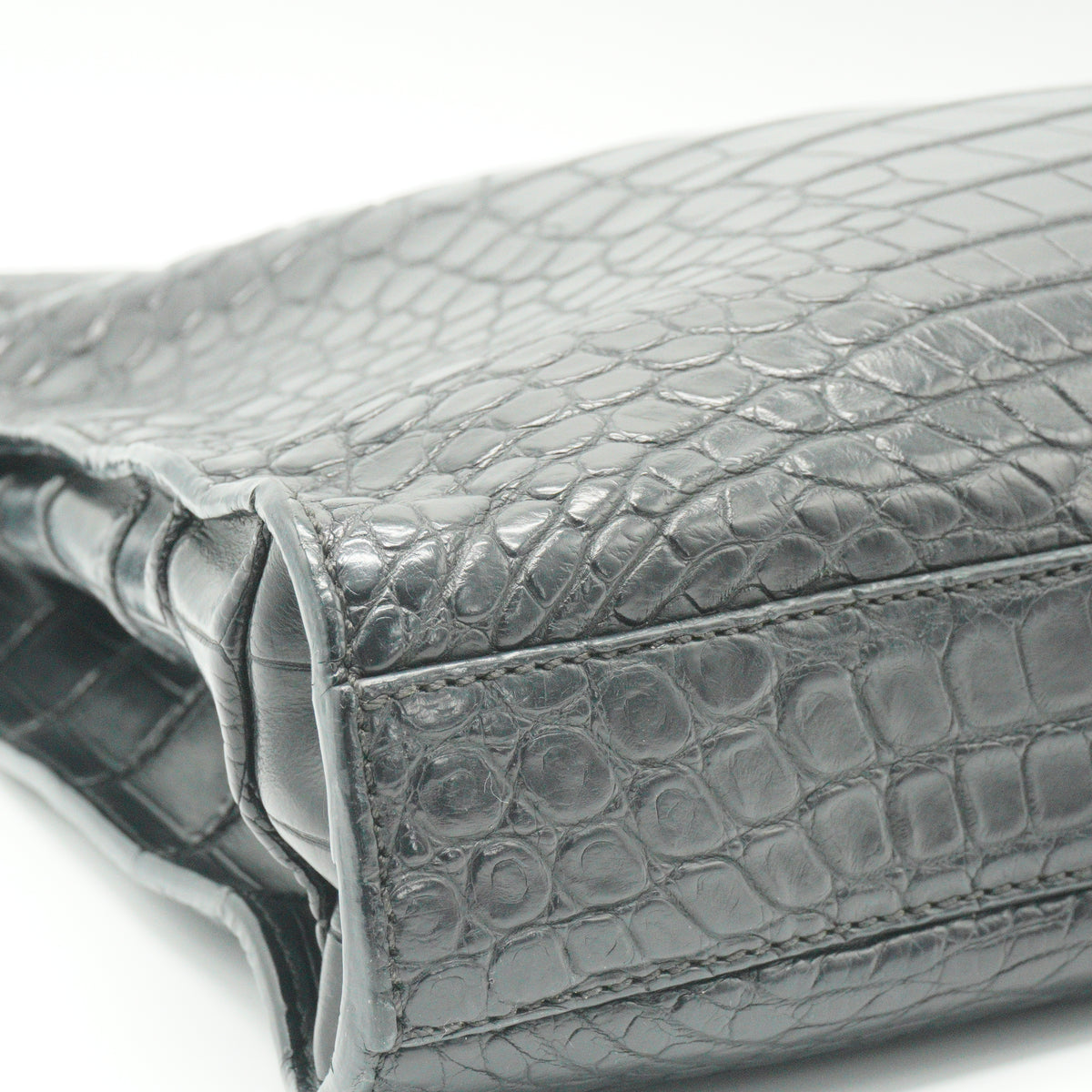 Fendi	Vintage black crocodile shoulder bag Large SHW