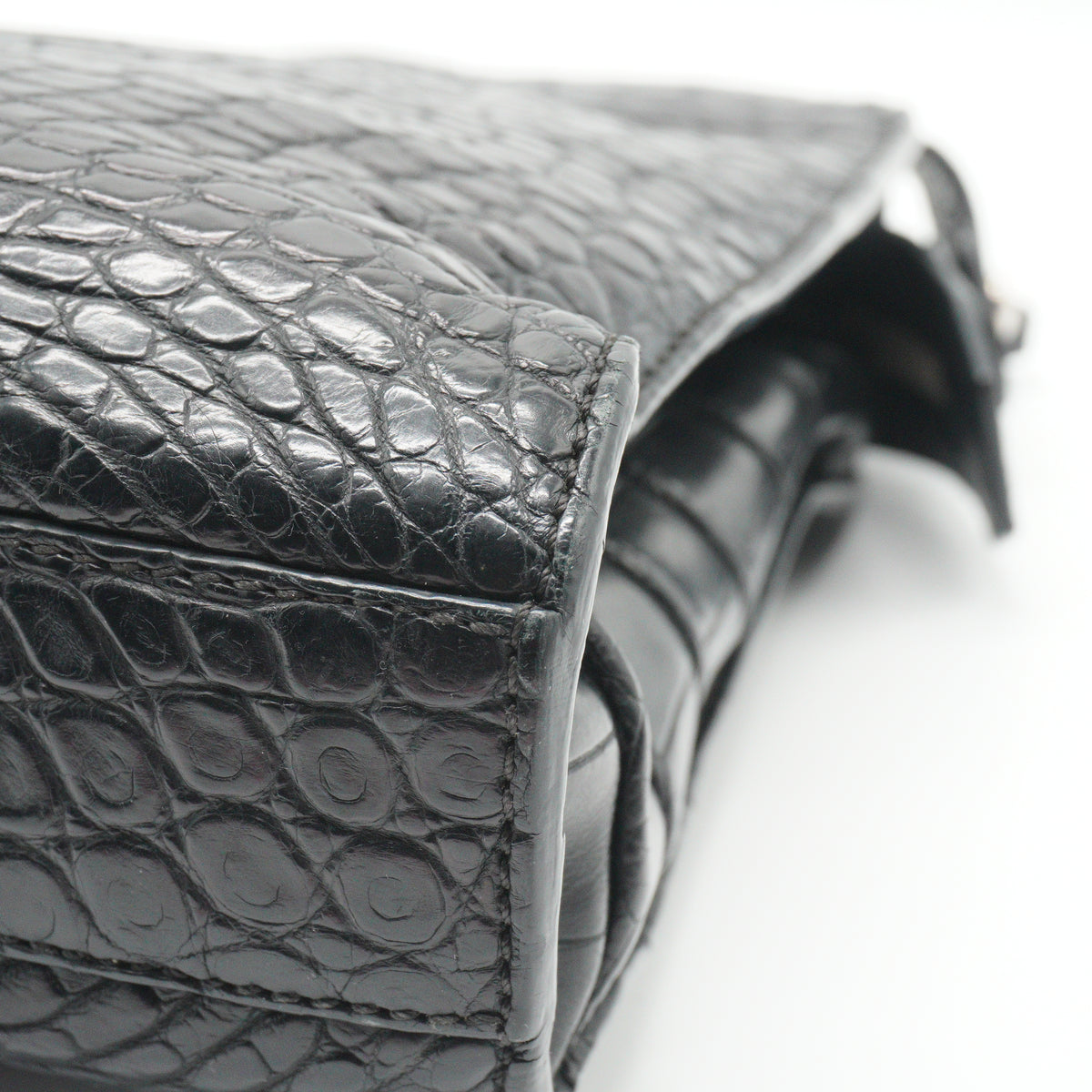Fendi	Vintage black crocodile shoulder bag Large SHW