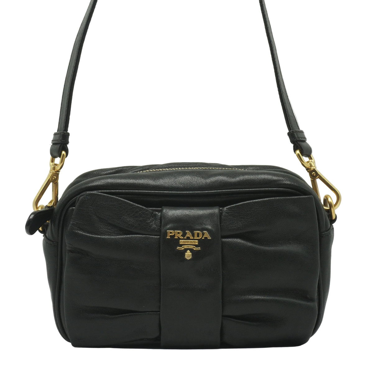 Prada Nappa Bow Camera Bag Small Black GHW