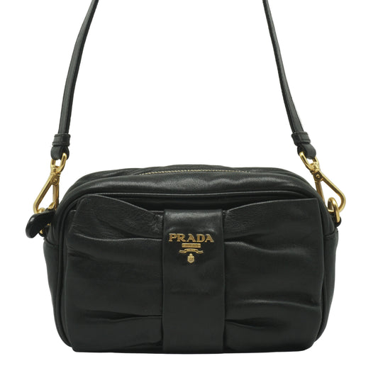 Prada Nappa Bow Camera Bag Small Black GHW