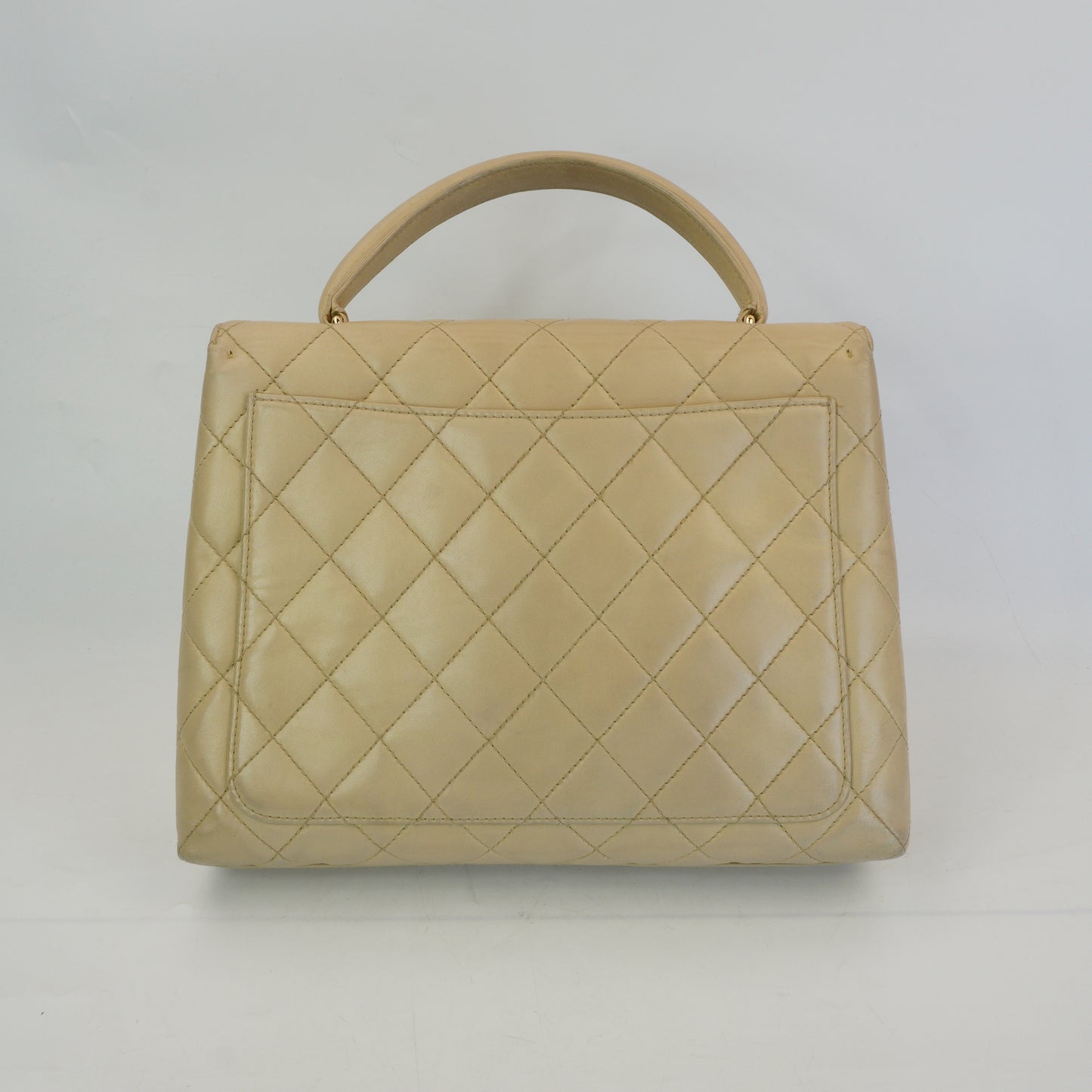 Chanel Vintage Kelly Top Handle Beige Bag GHW Medium