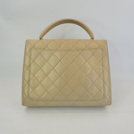 Chanel Vintage Kelly Top Handle Beige Bag GHW Medium