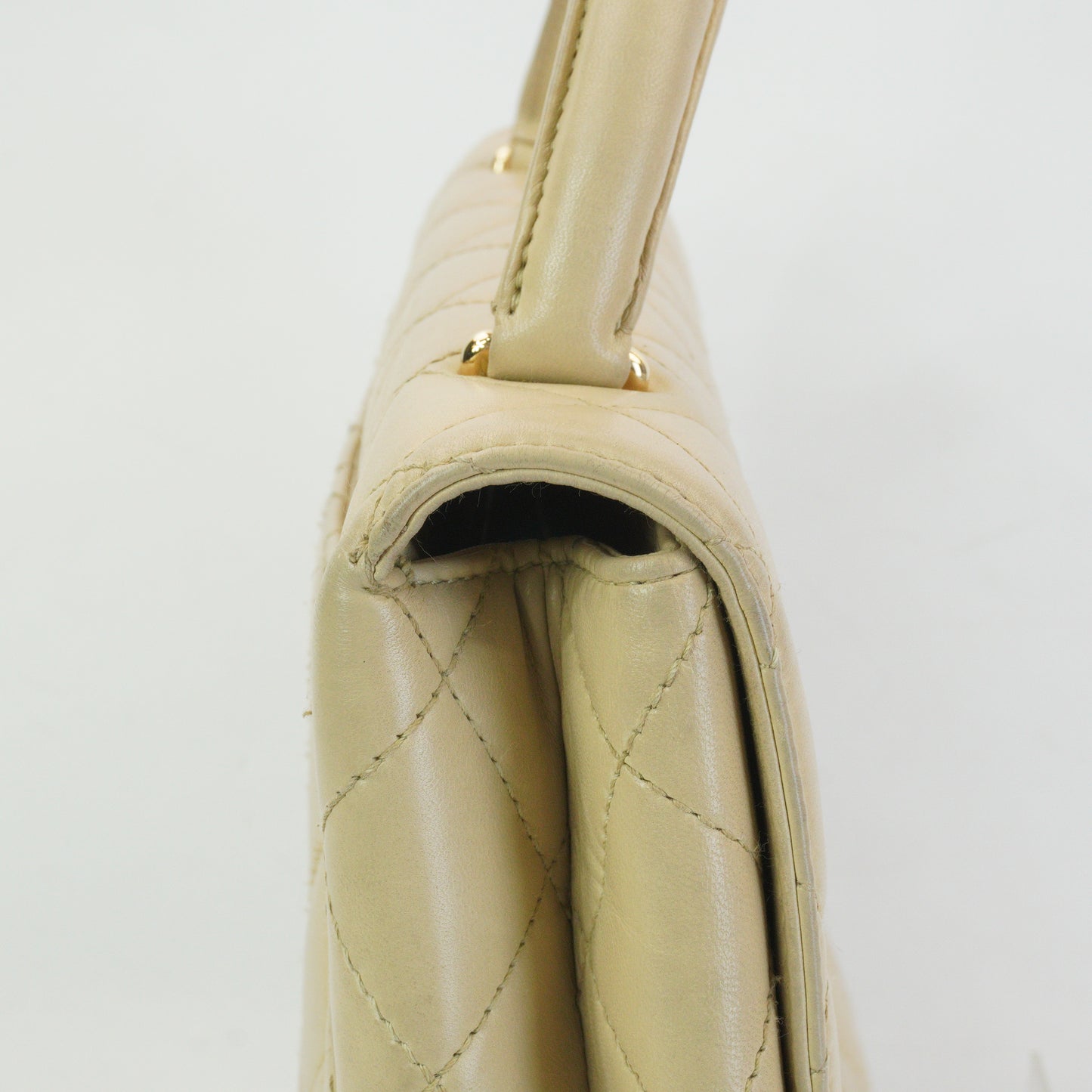 Chanel Vintage Kelly Top Handle Beige Bag GHW Medium