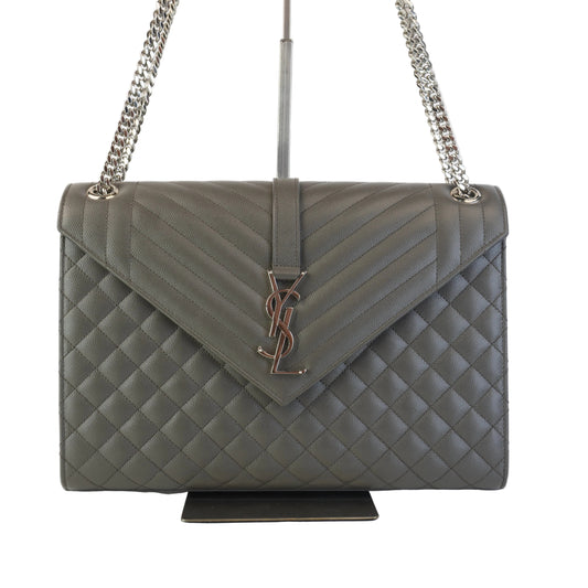 YSL	Large Envelop Quilled Gray