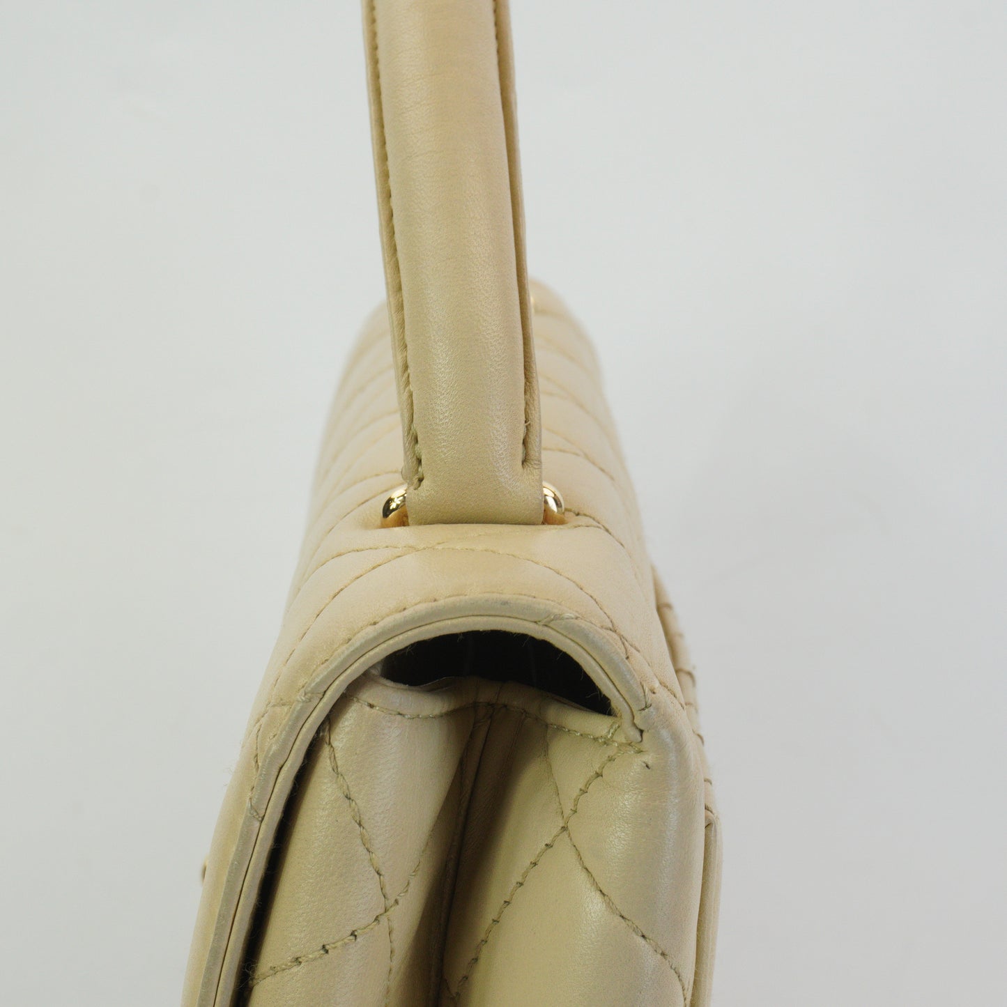 Chanel Vintage Kelly Top Handle Beige Bag GHW Medium