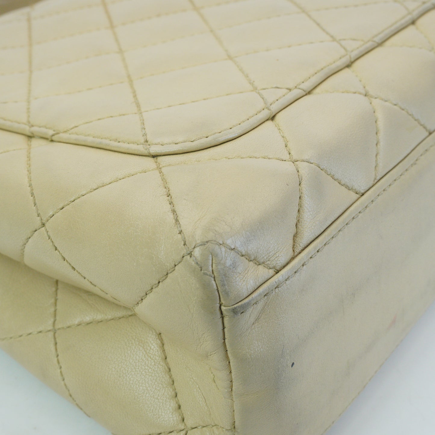 Chanel Vintage Kelly Top Handle Beige Bag GHW Medium