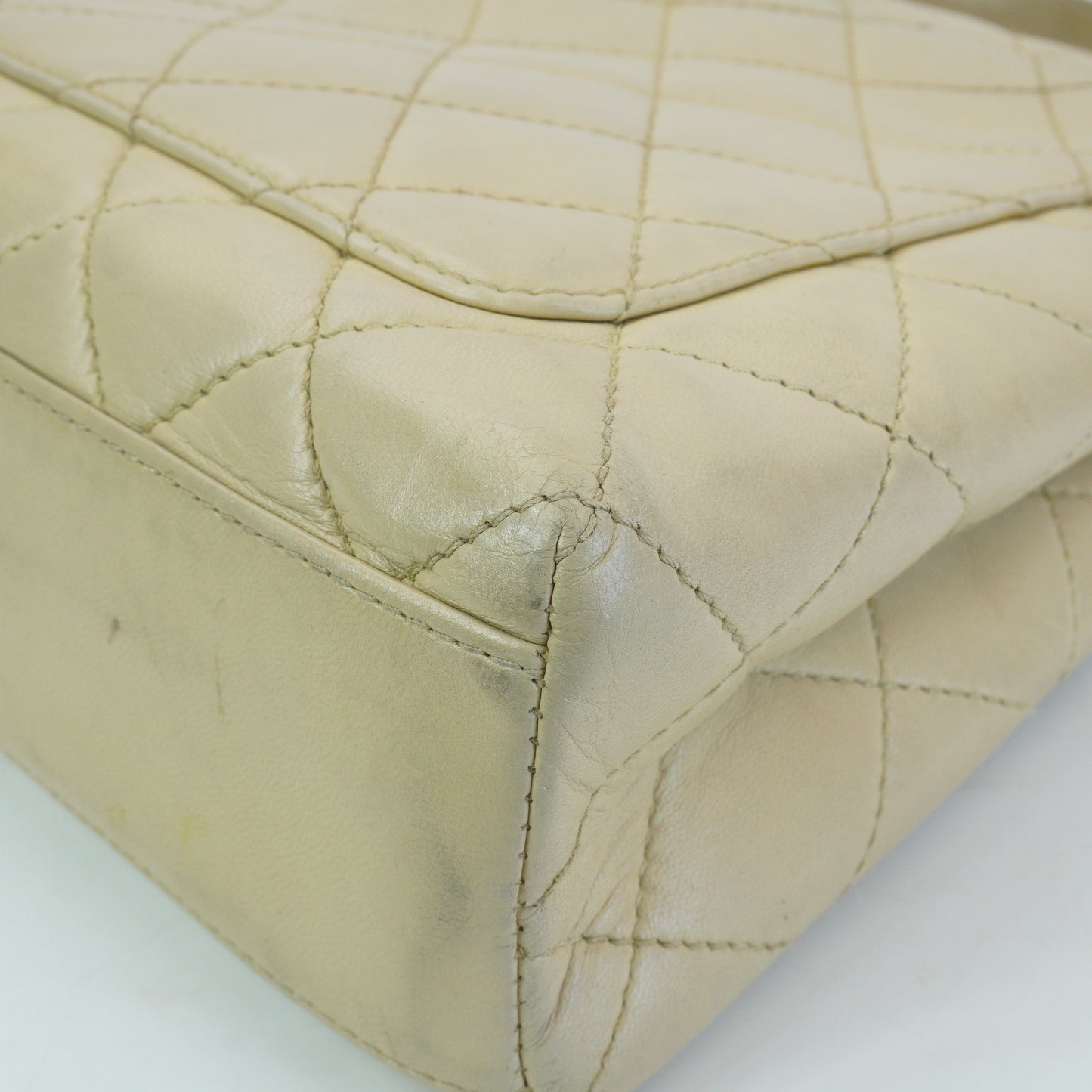 Chanel Vintage Kelly Top Handle Beige Bag GHW Medium