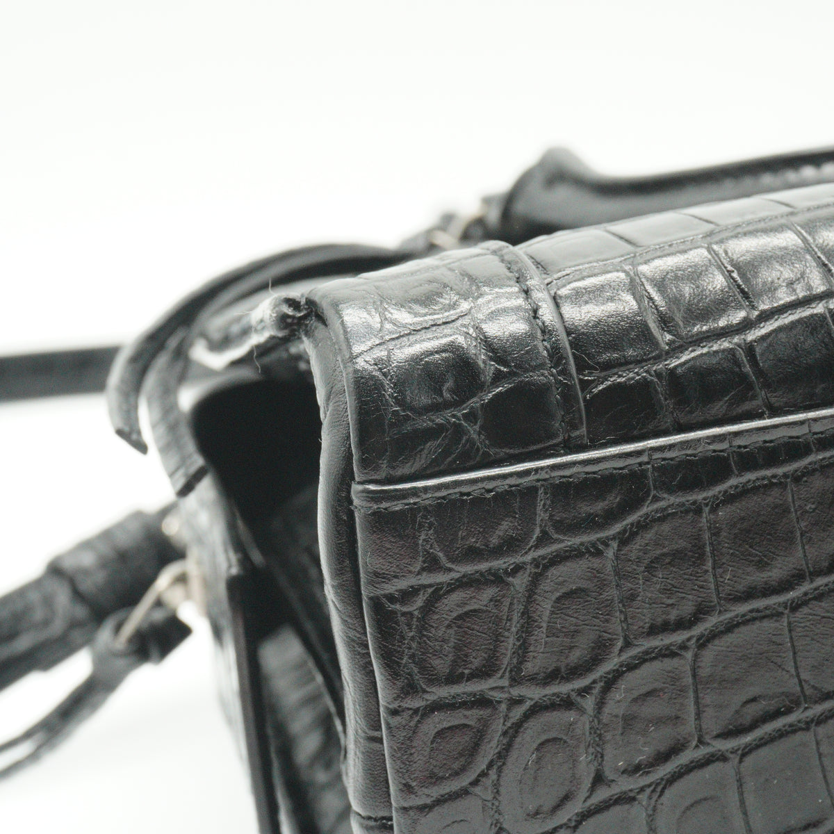 YSL	East Side Crocodile Black Small SHW