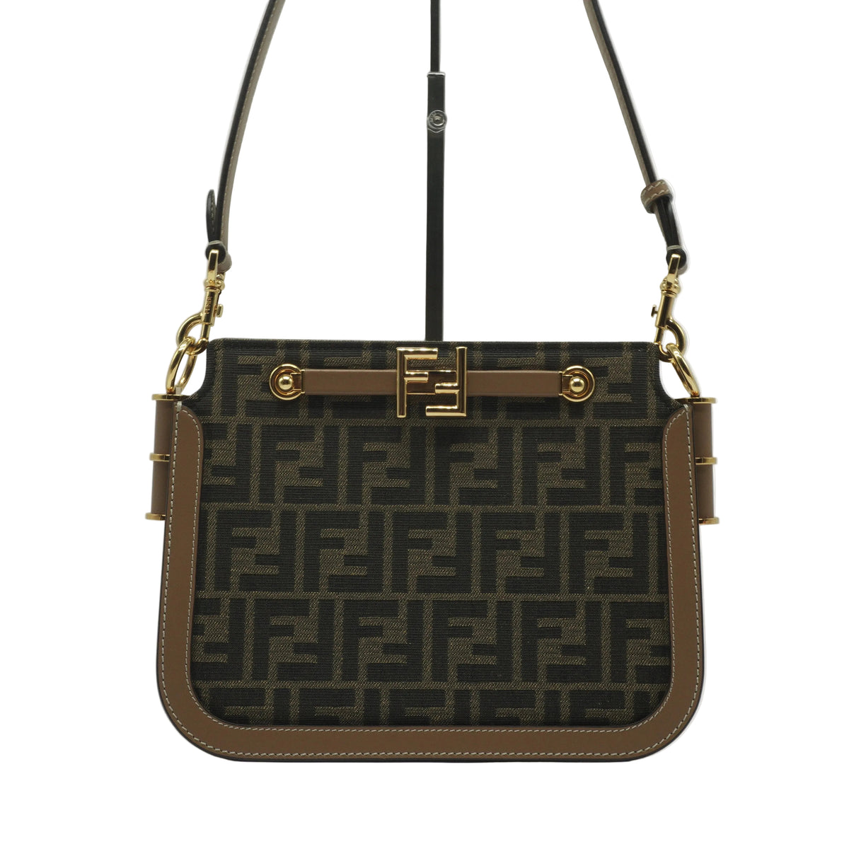 Fendi Brown FF Zucca Canvas Touch Shoulder Bag GHW Small