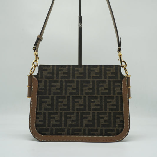 Fendi Brown FF Zucca Canvas Touch Shoulder Bag GHW Small