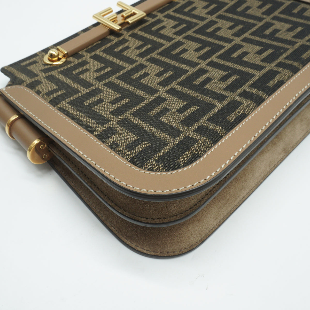 Fendi Brown FF Zucca Canvas Touch Shoulder Bag GHW Small