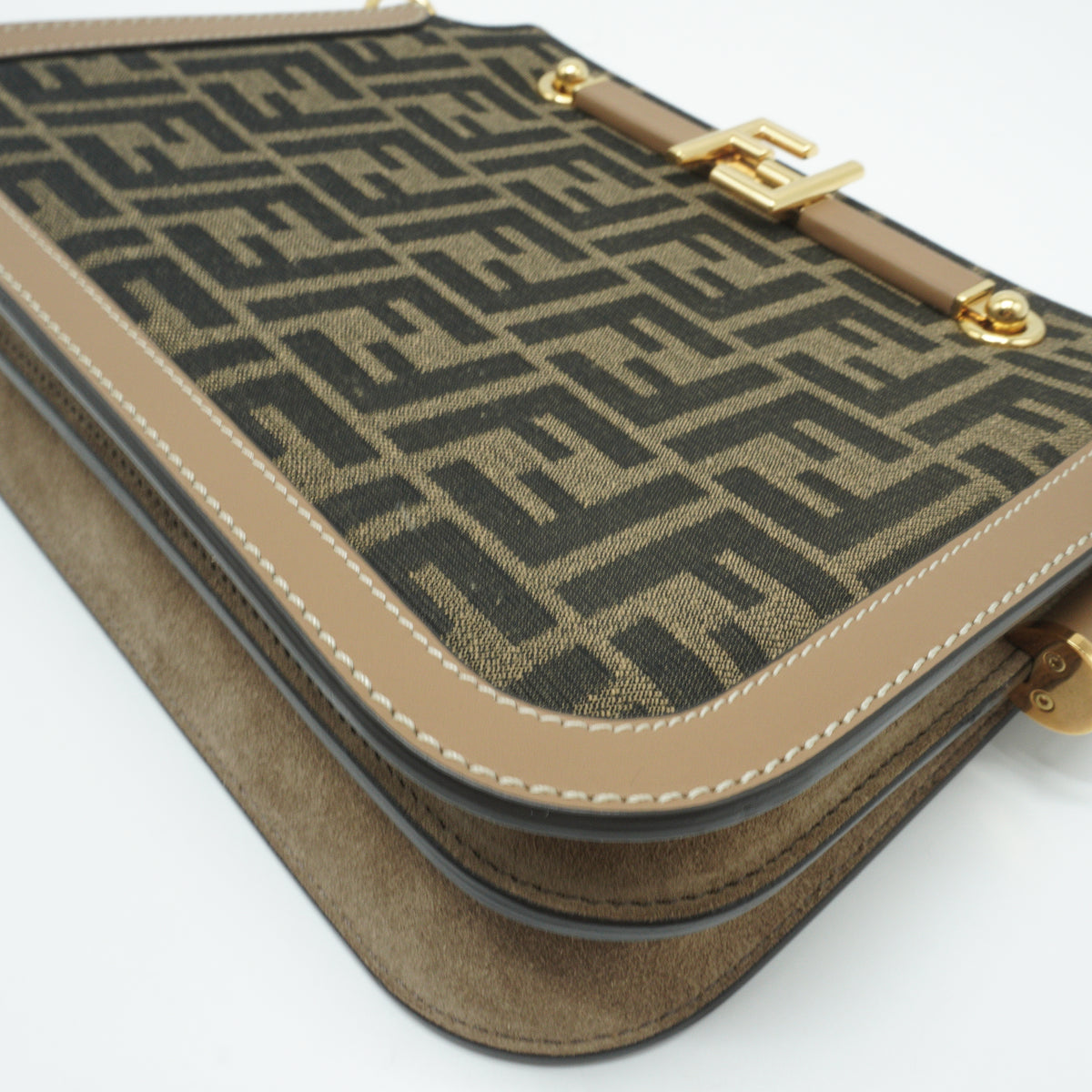 Fendi Brown FF Zucca Canvas Touch Shoulder Bag GHW Small