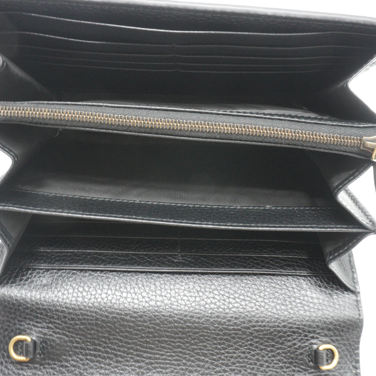 Gucci GG Marmont Textured Leather Wallet On Chanin Black GHW