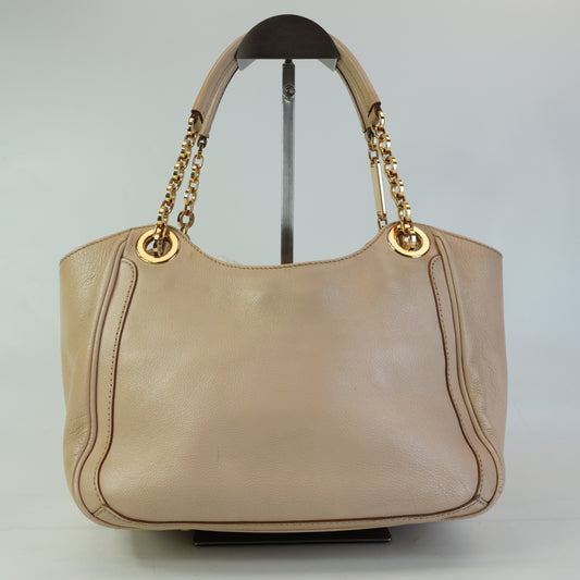 Salvatore Ferregamo Betulla Chain Tote Beige GHW Small