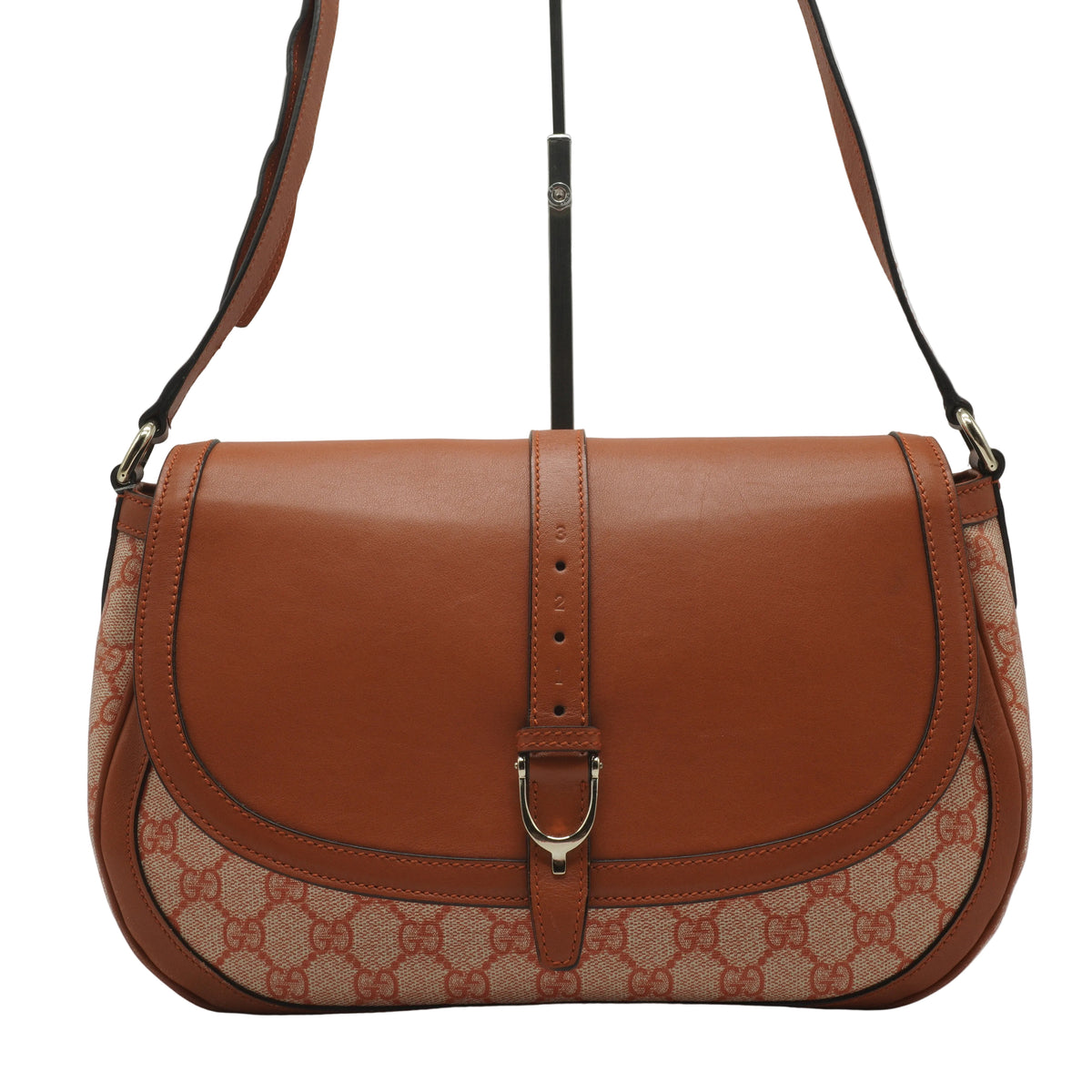 Gucci GG Supreme Stirrup Crossbody Bag Large SHW