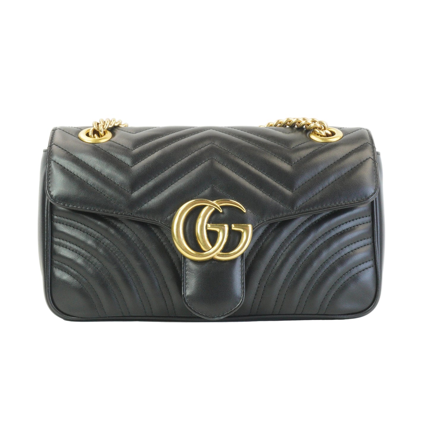 Gucci Marmont Matlasse Shoulder Bag Black GHW Medium