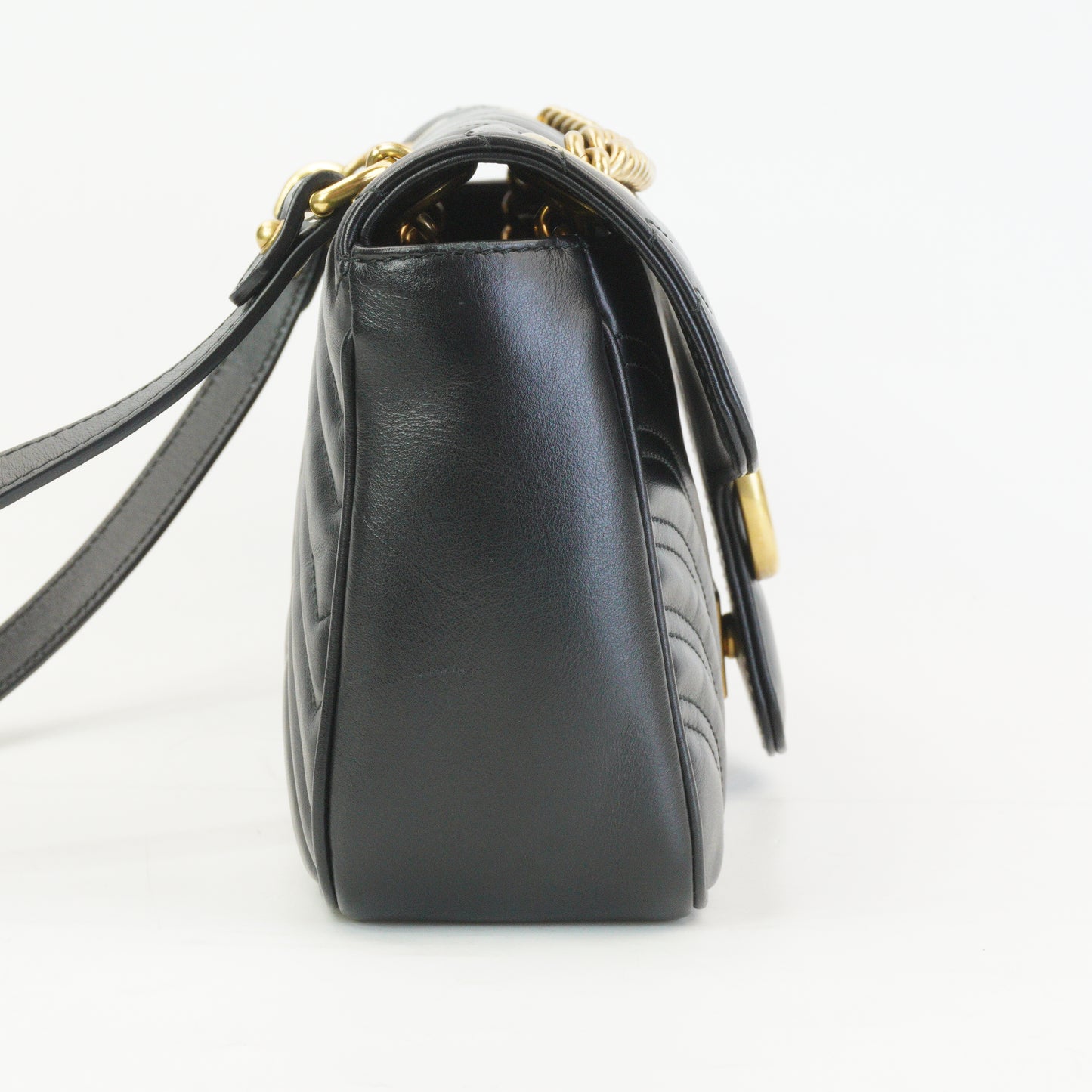 Gucci Marmont Matlasse Shoulder Bag Black GHW Medium