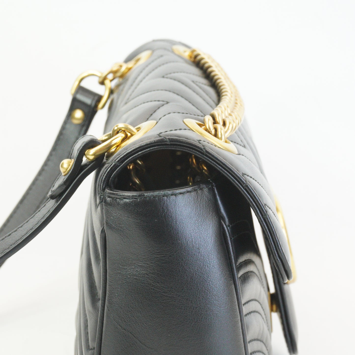 Gucci Marmont Matlasse Shoulder Bag Black GHW Medium