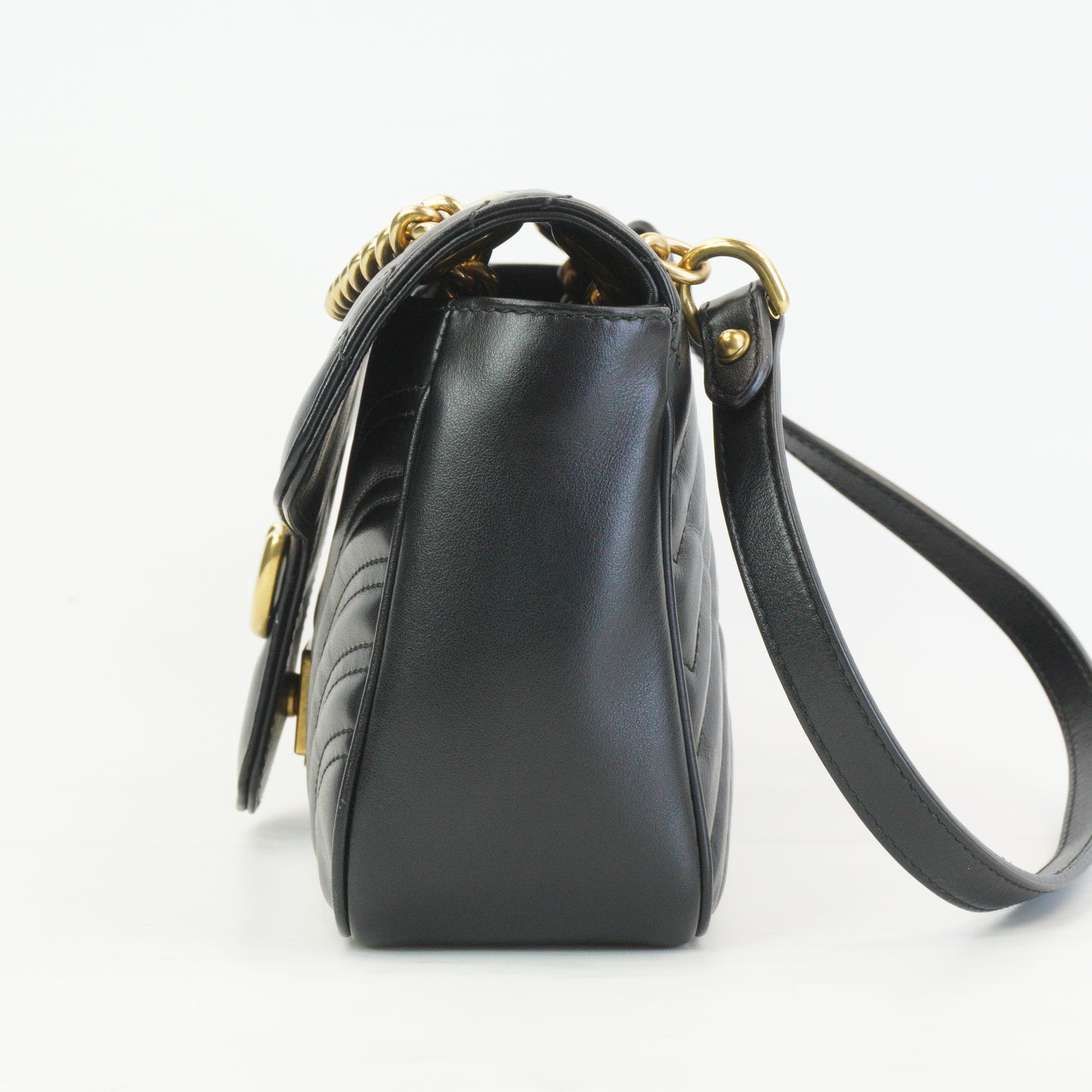 Gucci Marmont Matlasse Shoulder Bag Black GHW Medium