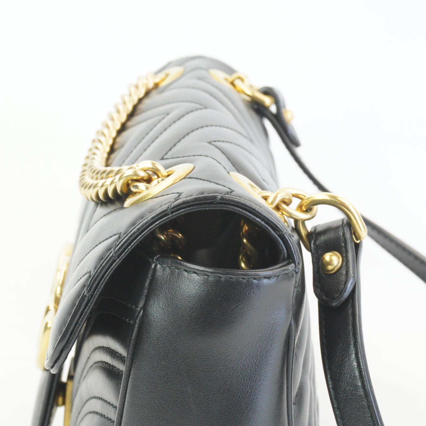 Gucci Marmont Matlasse Shoulder Bag Black GHW Medium