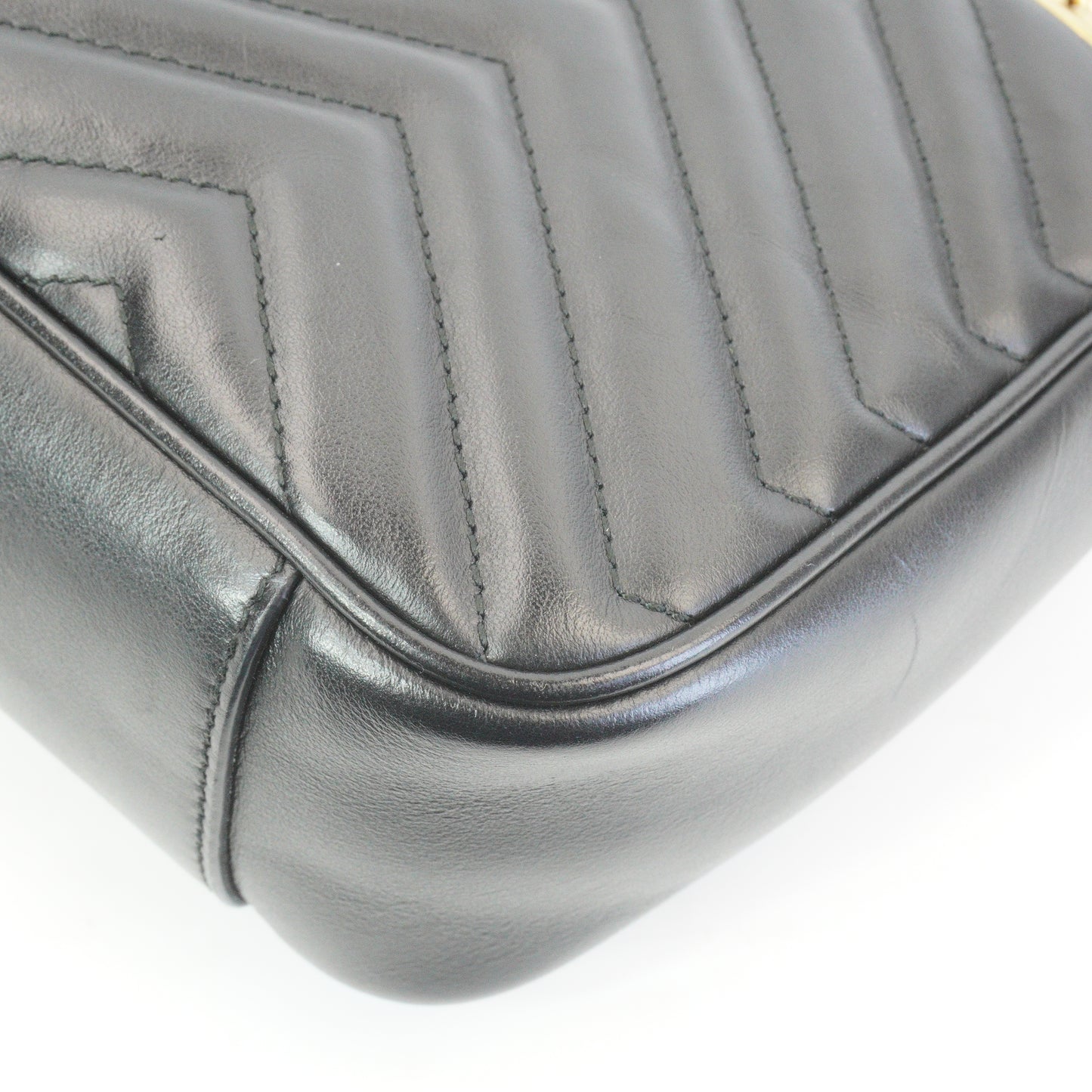 Gucci Marmont Matlasse Shoulder Bag Black GHW Medium